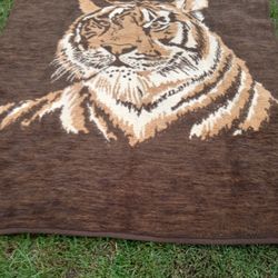 Fuzzy Tiger Blanket- (reversible)