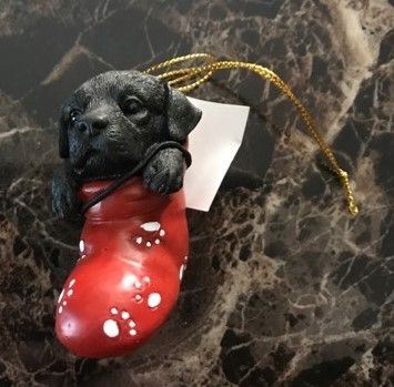 Black Lab Puppy in Stocking Christmas Tree Ornament NEW in Box!
