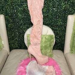 Soft Pink With Pearls Thigh High