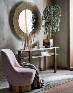 CB2 Simone Mink Faux Mohair Blush Chairs (a Set)