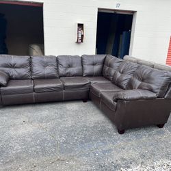 Brown Faux Leather Sectional!