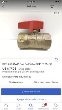 Gas ball valve 3/4