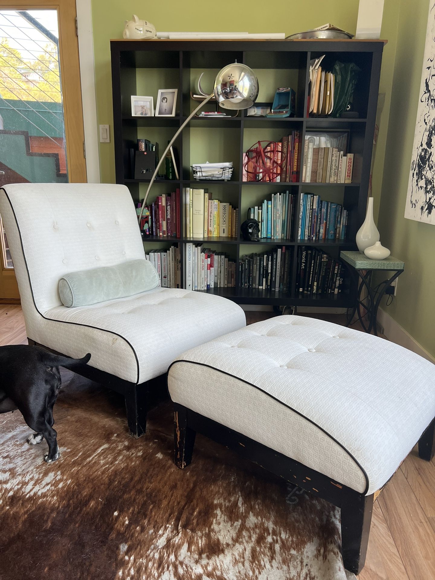 Luxurious Custom White Chair + Ottoman