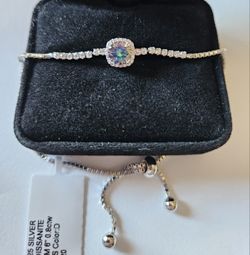 Adjustable 925 Sterling Silver Moissanite Tennis Bracelet