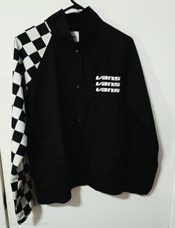 Vintage Womens XL Black & White Vans" Thanks Coach" Superspeedee Jacket