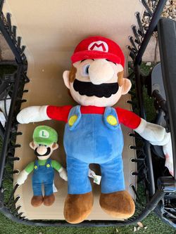 Mario Bros 24” plush toy and Luigi