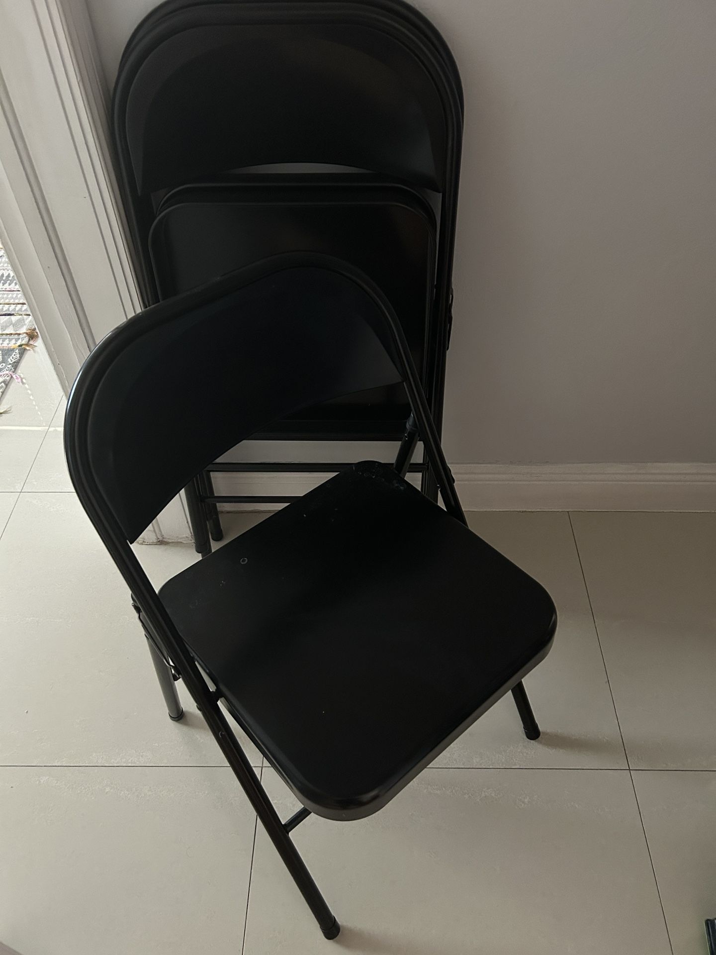 3 Pack Folding Chairs Cushioned Padded Seat Wedding Chairs with Metal Frame Home Office Party Use, Black