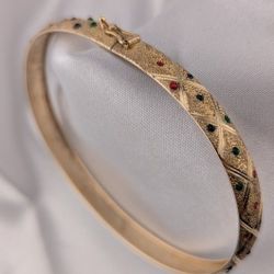 B4✨💛✨Vintage 10K Multicolor Enamel Bangle Bracelet💛✨