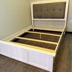 Queen White Wood Bed Frame