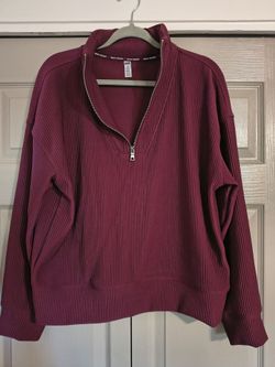 DKNY Sport Ribbed Quarter-Zip Pullover Size large