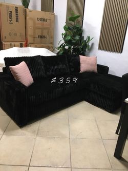 Stylish! 2-Pc Black Corduroy Sectional Sofa Set,  sectional sofa couch