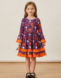 Girls Size 6-7Y  and 7-8Y available Halloween Ruffle Dress