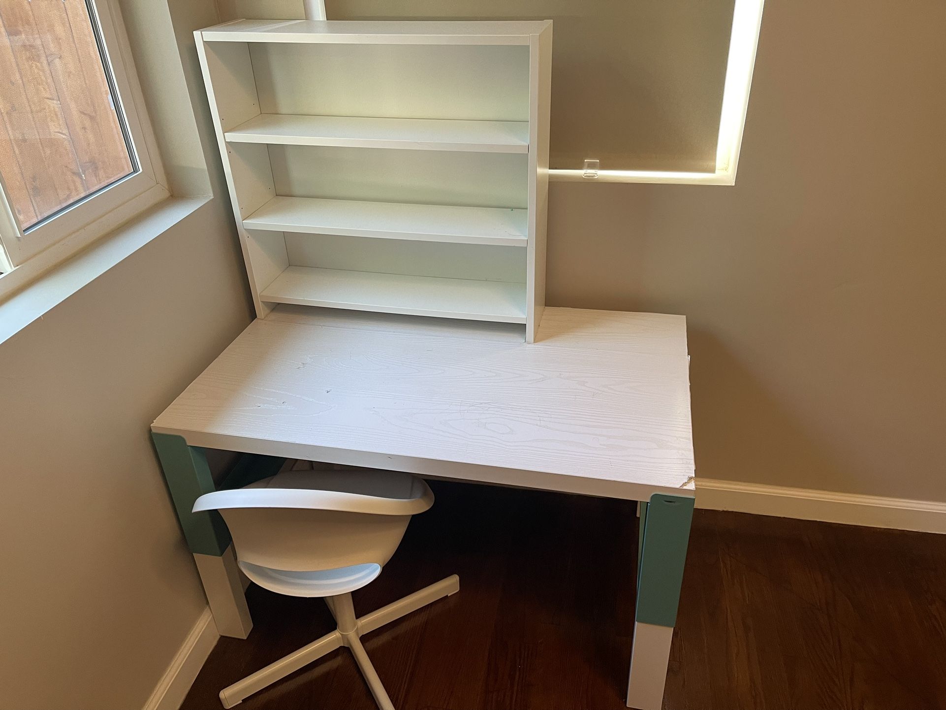 PAHL Desk with add-on unit, white/turquoise, 37 3/4x22 7/8 "