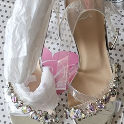 Clear Heels with Rhinestones
