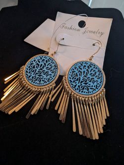 Earrings Vintage Bohemian Earrings Gold/ Blue