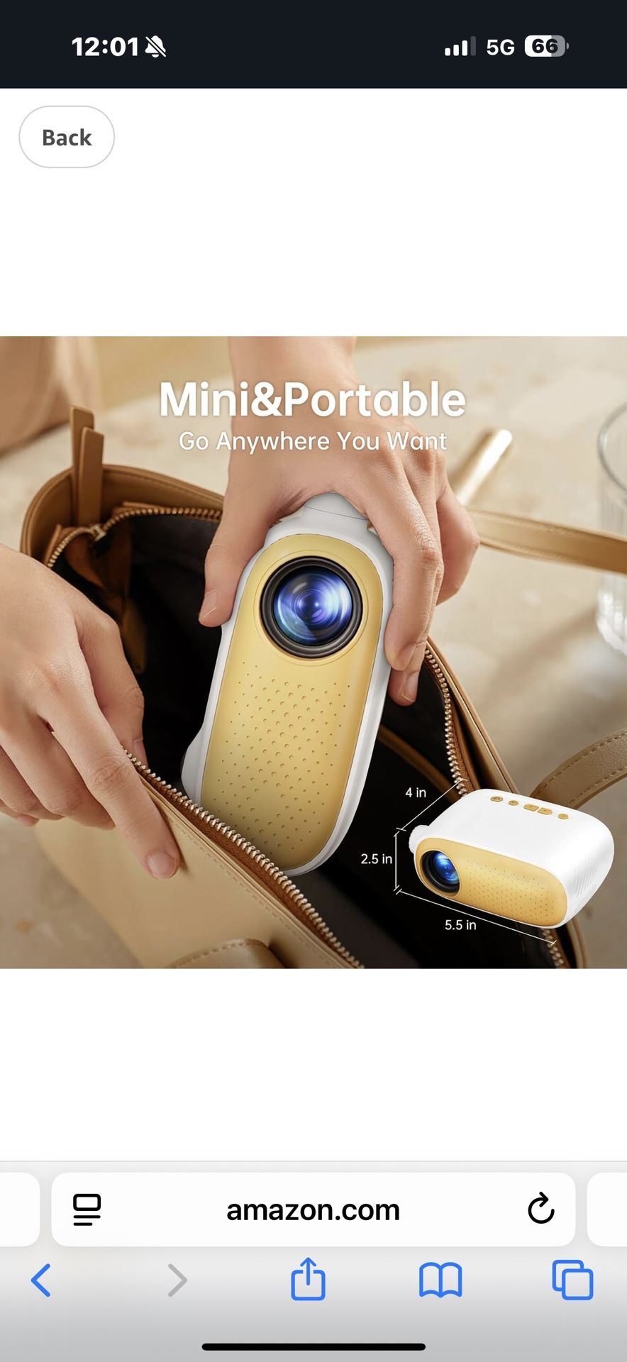 New In Box! Mini Video projector HD 1080P Support Pico Movie Projector to Watch Cartoon, Phone Projector Compatible with HDMI