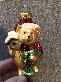 Glass bear holiday ornament