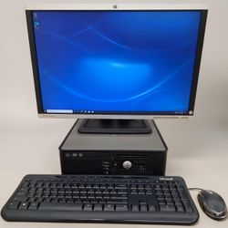 Dell Full HD PC Desktop / Windows 10 Pro / WiFi / CD-DVD / USB / 24” monitor / Keyboard & mice