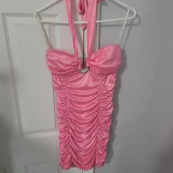 Silky Pink Bodycon Dress 