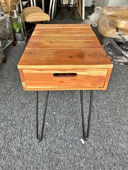 Wood Side Table with Drawer