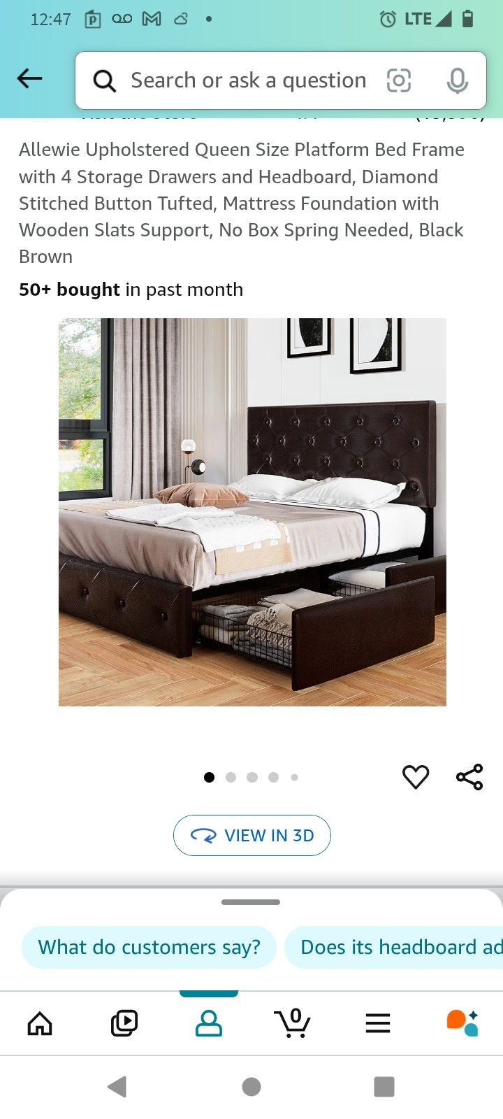 Allewie Queen Size Platform Bed Frame (NEW)