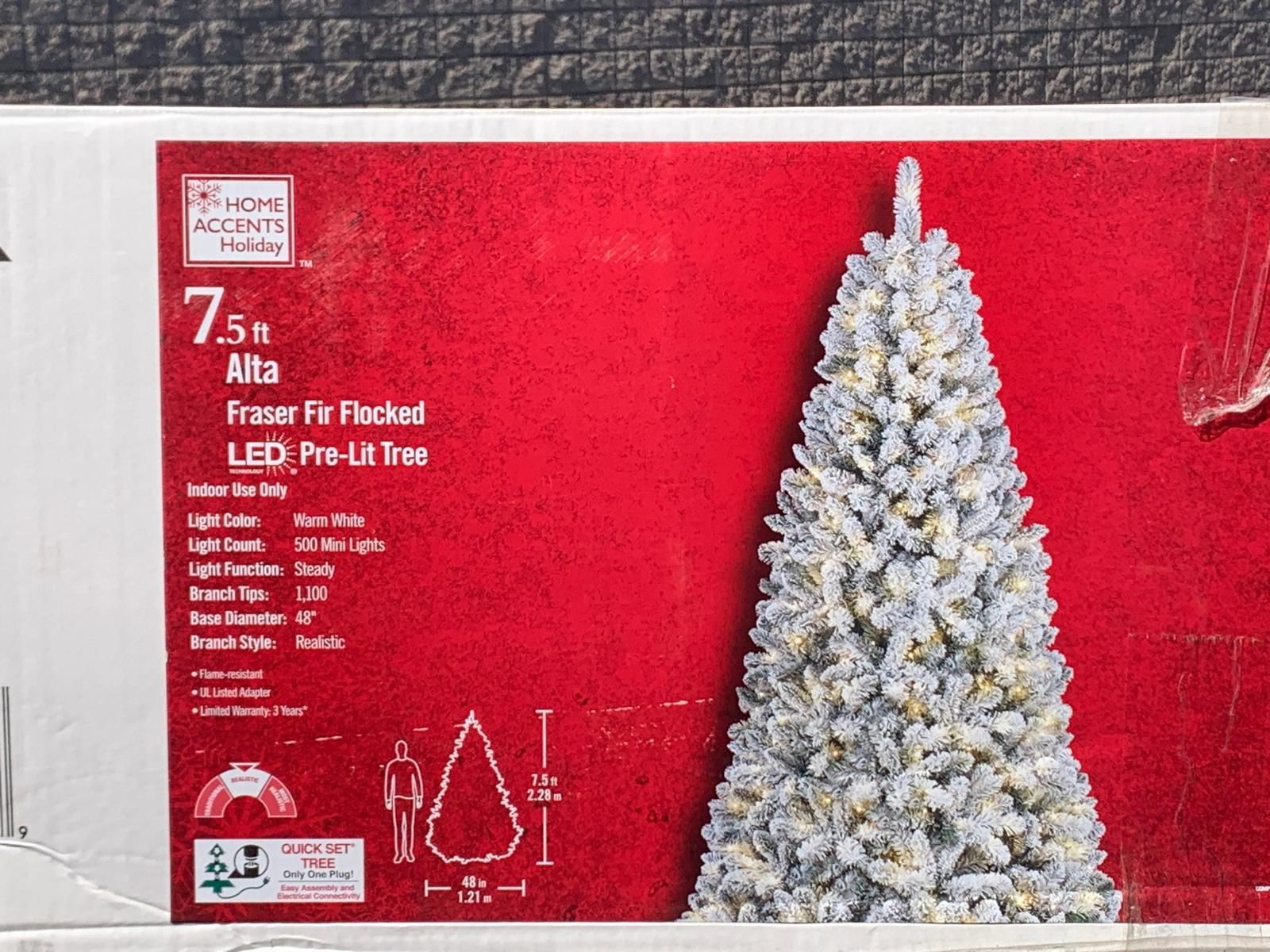 7.5ft Alta Fraser Fir Flocked Snowy Christmas tree