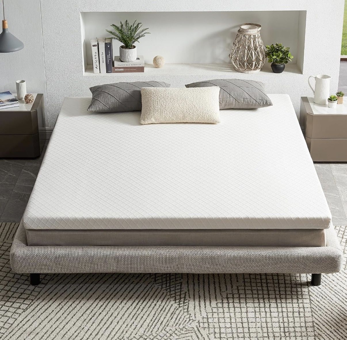 Recci Memory Foam Mattress Topper,  Mattress Topper Non-Slip Design with Removable & Washable Cover,, 3 “ twin