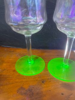 Vintage uranium wine glass glow in the dark $20 each