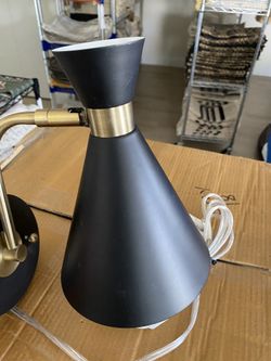 Modern Matte Black Cone Plug-In Wall Lamp