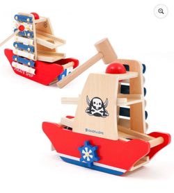 Wooden Pounding and Hammer Toy Xylophone and Gear Pounding a Ball Track Game with Hammer Toddler Toys for 3 Year