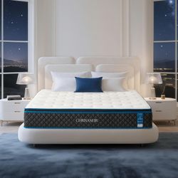 Queen Mattress 12 Inch, Pillow Top Gel Memory Foam Hybrid Mattress with 7 Luxury Layers, Pressure Relief and Coils System for Back Pain & Proper Spina
