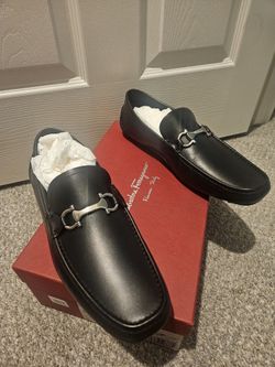 Brand New Ferragamo black leather men shoes