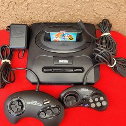 Sega Genesis Complete All Cables 2 Controllers Plus Sonic Game