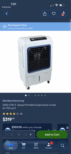DIAL Portable Evaporative Cooler EC