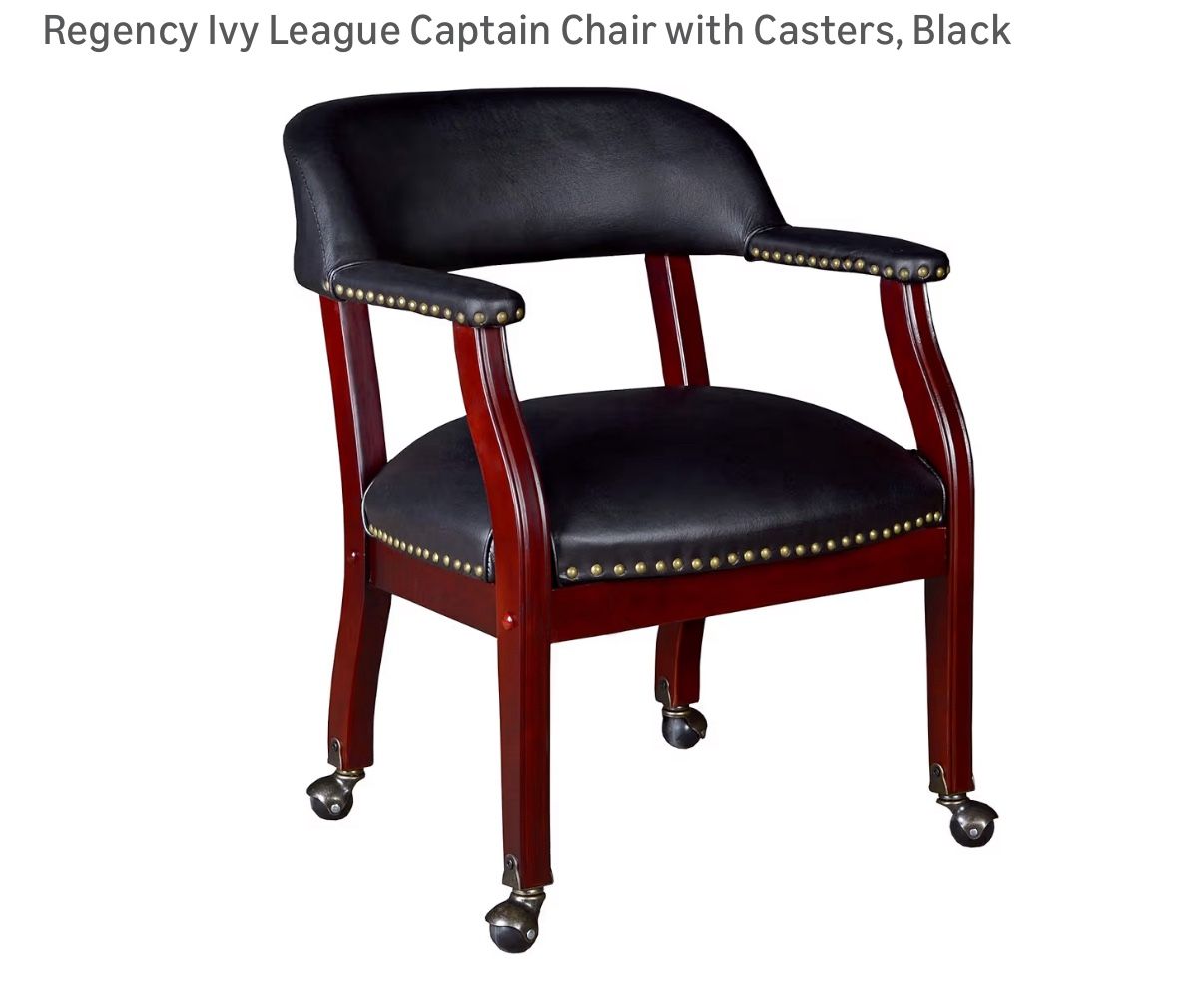 Regency Ivy League Captain Chair with Casters, Black