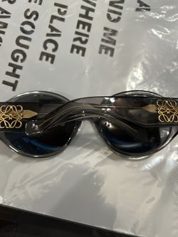 Loewe Sunglasses Large Grey Clear Gold Used Authentic