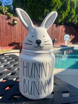 Rae Dunn "HUNNY BUNNY" Ceramic Easter Canister / Cookie Jar