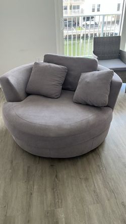 Large Round Swivel Accent Chair Gray