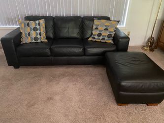 Modern Leather Sofa & Ottoman