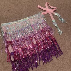 New one size pink sequin fringe wrap festival rave edc mini skirt short