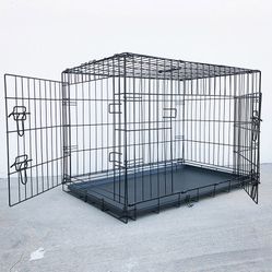 Brand New $50 Double Door 36” Dog Crate Kennel Metal Folding Pet Cage Plastic Tray, 36x23x25 Inches