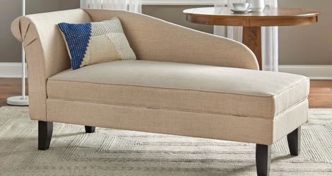 Beige Chaise Lounge with Storage