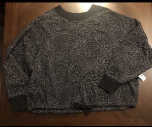 Old Navy Womens  Size XL Athletic Leisure Sweatshirt Leopard Black Gray NEW