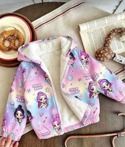 Girl’s Cartoon Rumi Demon hunters Print Warm Hooded Jacket