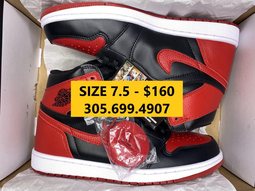 [$120] NIKE JORDAN 1 HIGH BRED BANNED BLACK RED NEW SNEAKERS SHOES SIZE 7.5 MEN 9 WOMEN 40.5 A5