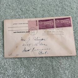 stamps #(contact info removed) first day cover commemorating the 50th anniversary of South Dakota into the union with two 3¢ stamps #858