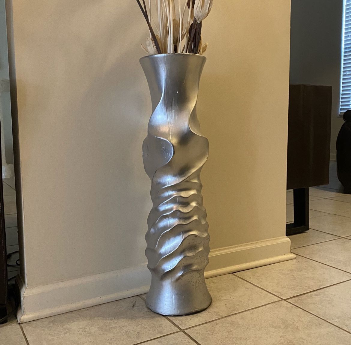 Chrome floor Vase