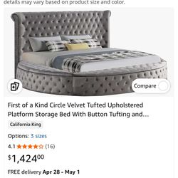 Velvet king size circle bed