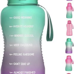 1 Gallon/128OZ Motivational Water Bottle with Straw, Leakproof Tritan BPA Free Fitness Sports Large Water Jug with Time Marker