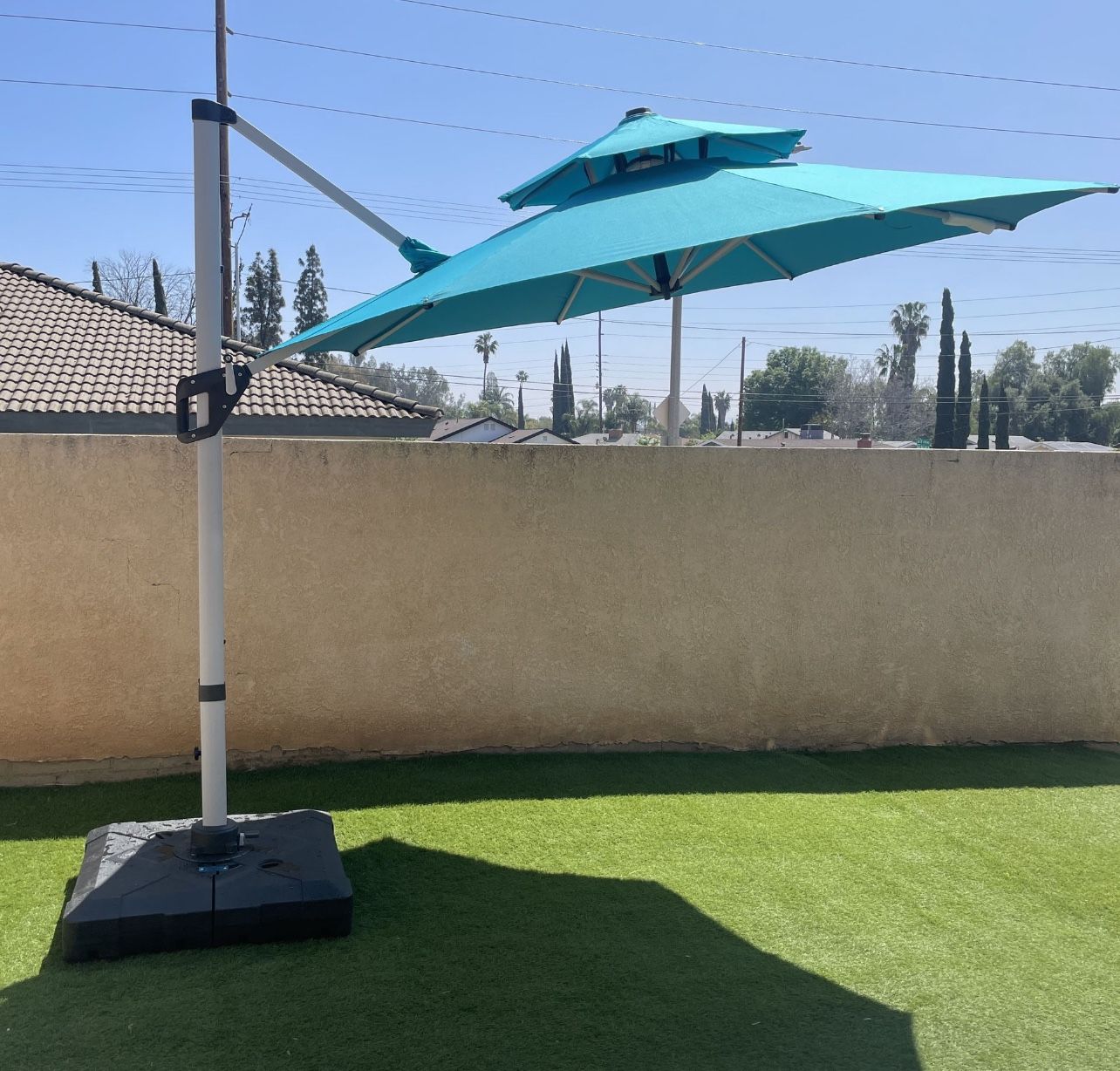 14 patio umbrella Jardinico 10' x 14' Rectangular 401 Series Sidepost Crank Lift Umbrella